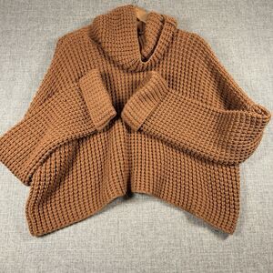 Earthbound Women’s XL Chunky Knit Cropped Turtleneck Sweater Rust Boho Tuscan